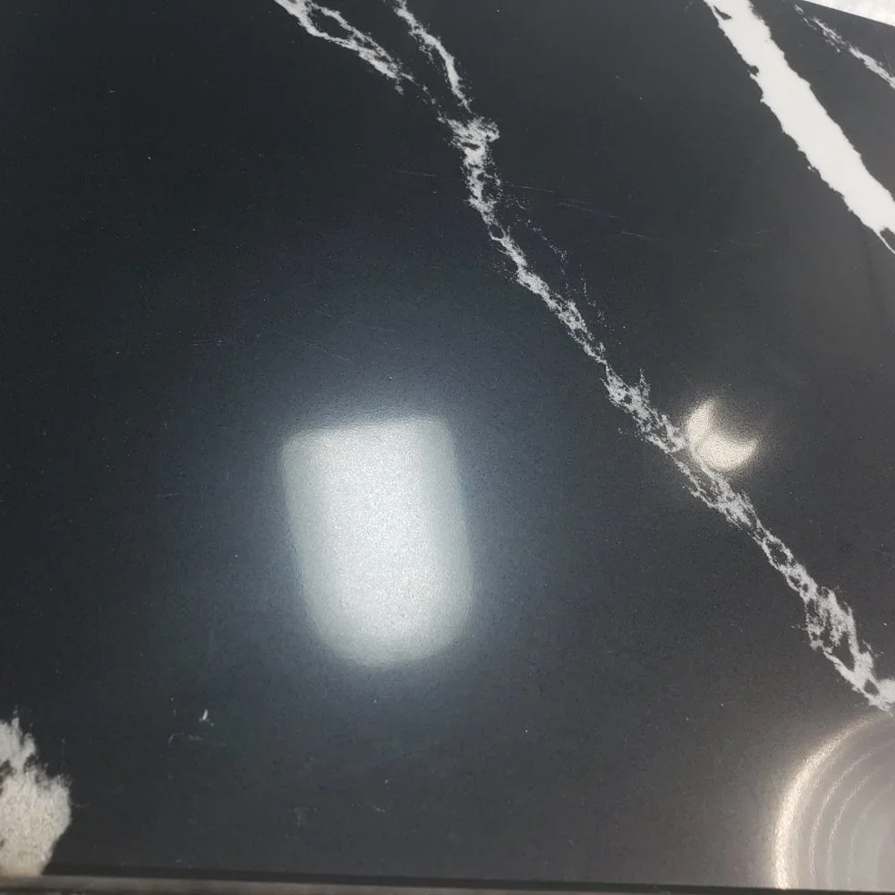 Quartz Stone Cutting Board cheese black marble white veining design 10x10